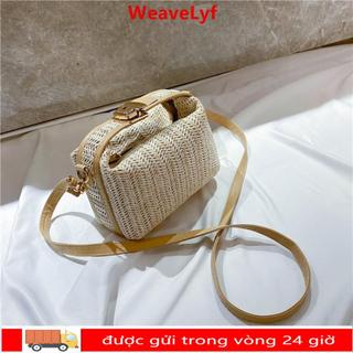 Túi cói WEAVELYF, Ví dệt kim ống hút phong cách Bohemian, Dây đeo vai nhỏ Túi đi biển mùa hè