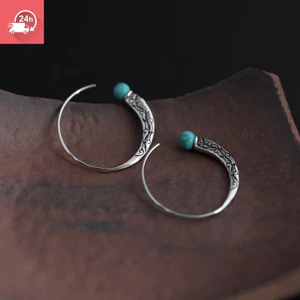 Tính khí cổ điển mới phong cách Trung Quốc 925 dát ngọc lam thủ công phong cách dân tộc cá tính và đa năng bông tai nữ