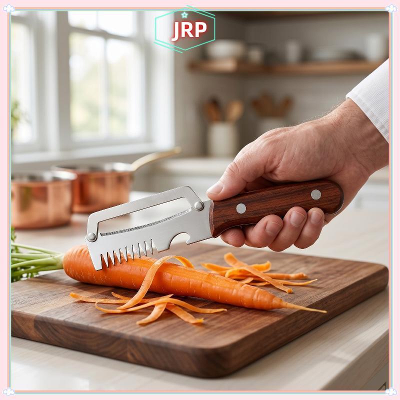 Dụng cụ gọt vỏ rau củ 4 trong 1 đa năng bằng thép không gỉ JRP, gọt trái cây, khoai tây, mở chai, dùng nhà bếp