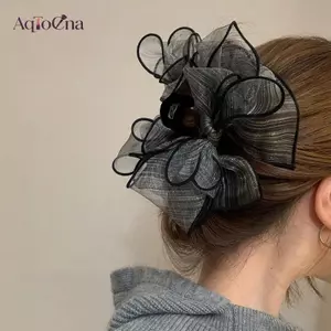 AqToCna Thanh Lịch Nơ Vuốt Tóc Cho Nữ Thời Trang Bé Gái Lưới Ngọt Ngào Kẹp Tóc Đa Năng Lớn Cá Mập Tính Khí Phụ Kiện Tóc Quà Tặng AqToCna