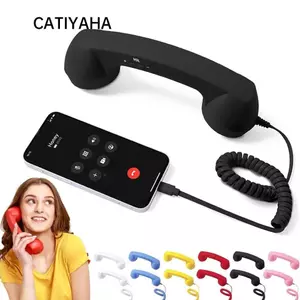 Tay cầm điện thoại CATIYAHA, Bộ thu tay cầm cố định dây miễn phí Type-C, Phong cách điện thoại chất lượng cao với điện thoại micrô