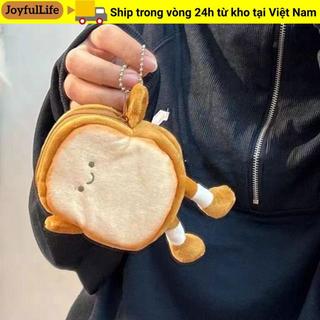 JOYFULLIFE Bánh mì nướng Ví đựng tiền xu, Túi đựng tai nghe bánh mì nhẹ, Túi đựng chìa khóa tiền xu di động hoạt hình Cô gái