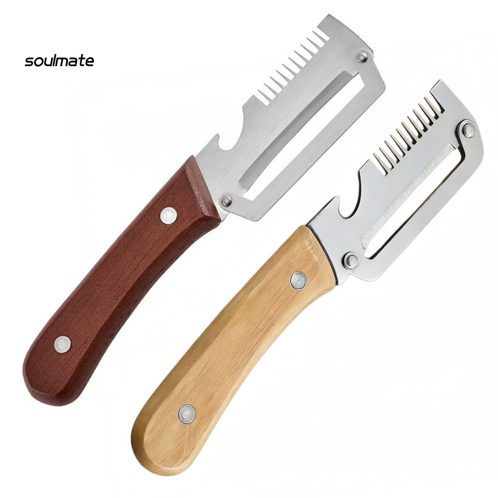 Dụng cụ gọt vỏ cà rốt 2 trong 1 lưỡi rộng thép không gỉ, tay cầm gỗ, kèm mở chai – gọt nhanh cho cà rốt, khoai tây
