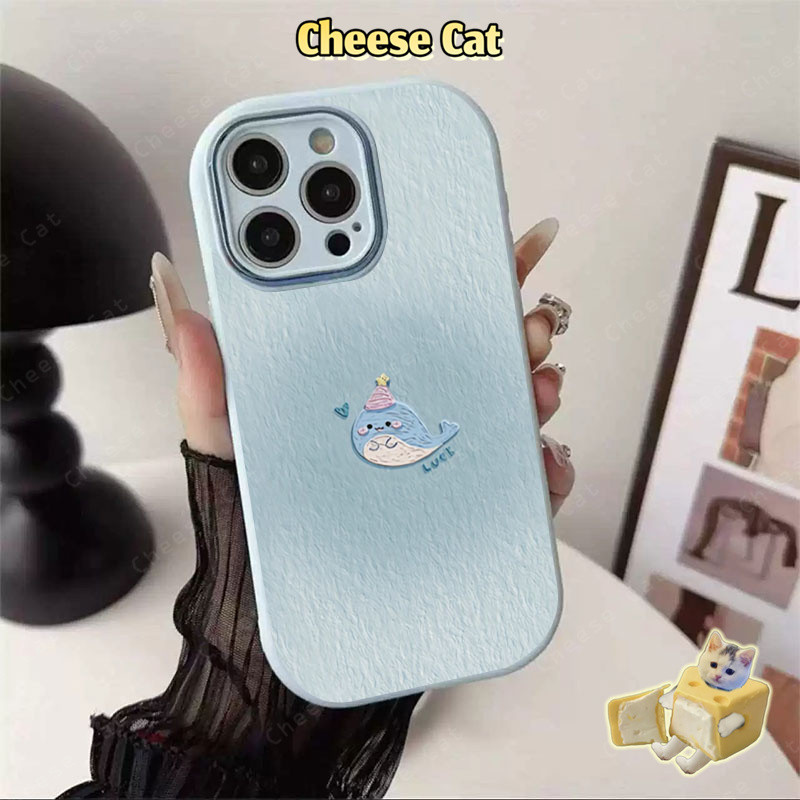 cá voi xanh cho iPhone 11 12 13 14 15 16 17 Pro Max Plus 17 Air 7P Xs Max XR Ốp iPhone màu xanh dễ thương