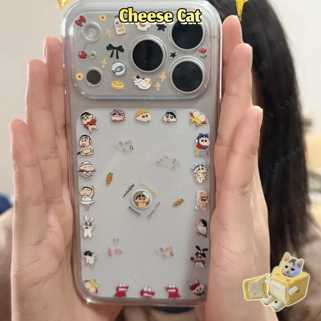 Chuyển sang tuổi 17PM Shin Ốp điện thoại bảo vệ họa tiết ống kính dễ thương cho iPhone Xs XR 11 12 13 14 15 16 Pro Max