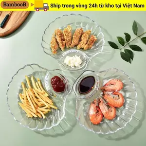 Đĩa vỏ BAMBOOB, Đĩa bánh bao sáng tạo trong suốt, có đĩa giấm Vỏ thìa