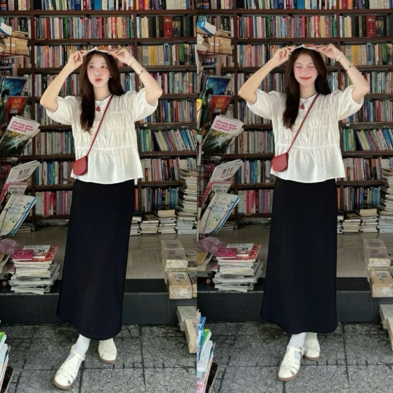 Chân Váy Đen Dáng Dài Form Midi Co Dãn (ẢNH THẬT)M8988 - SamHi Closet
