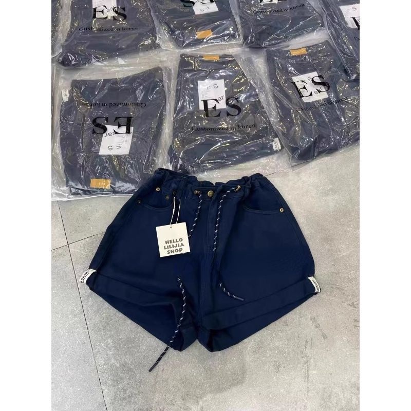 [Khuyến mãi trong thời gian có hạn] Phiên bản Hàn Quốc mùa hè Loose Feeling All-Match Quần ống rộng dây rút Denim eo cao Quần short Bud thông thường