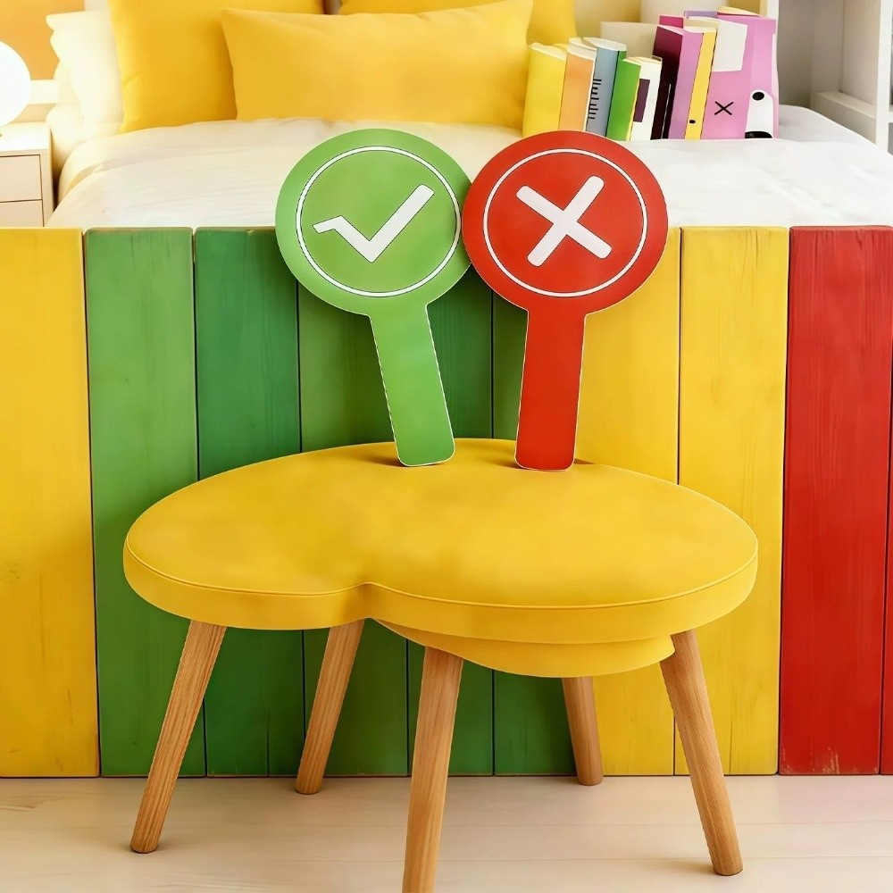 YUUKII Yes No Paddles, Thẻ chấm điểm tay hai mặt bên phải, Công cụ giữ thẻ thú vị Mặt không chính xác Mái chèo bỏ phiếu dành cho khán giả đỏ-xanh lá cây Thẩm phán gia đình