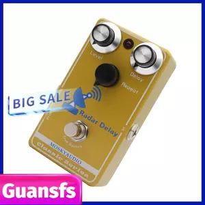 Guansfs Bàn đạp hiệu ứng trễ cổ điển Asixxsix Đàn guitar trực tiếp tương tự với kỹ thuật số cho điện Thực sự bỏ qua tiếng vang phân rã rõ ràng có tác động