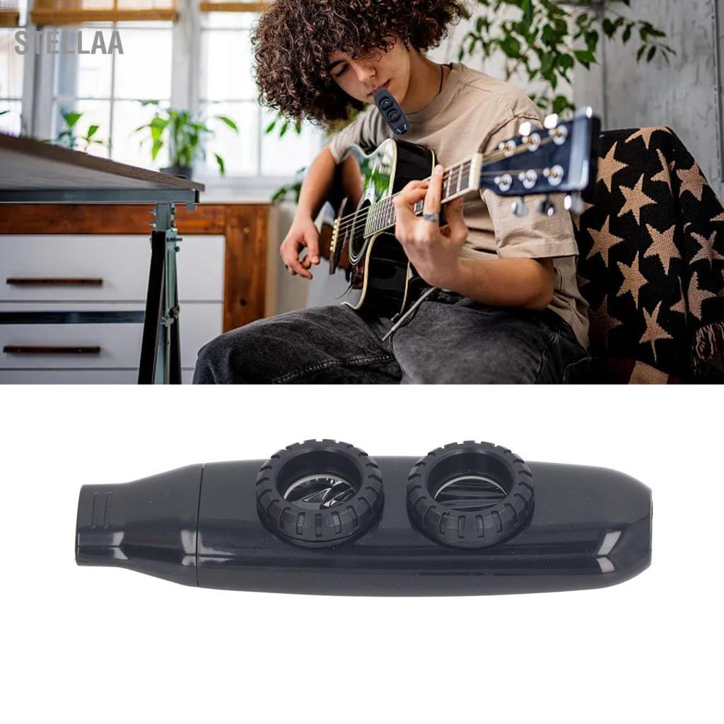 Stellaa Sáo Kèn Kèn Kazoo Dụng cụ gió ABS có thể điều chỉnh Màng ngăn tròn hai lỗ để cắm trại đi bộ đường dài (Sọc)