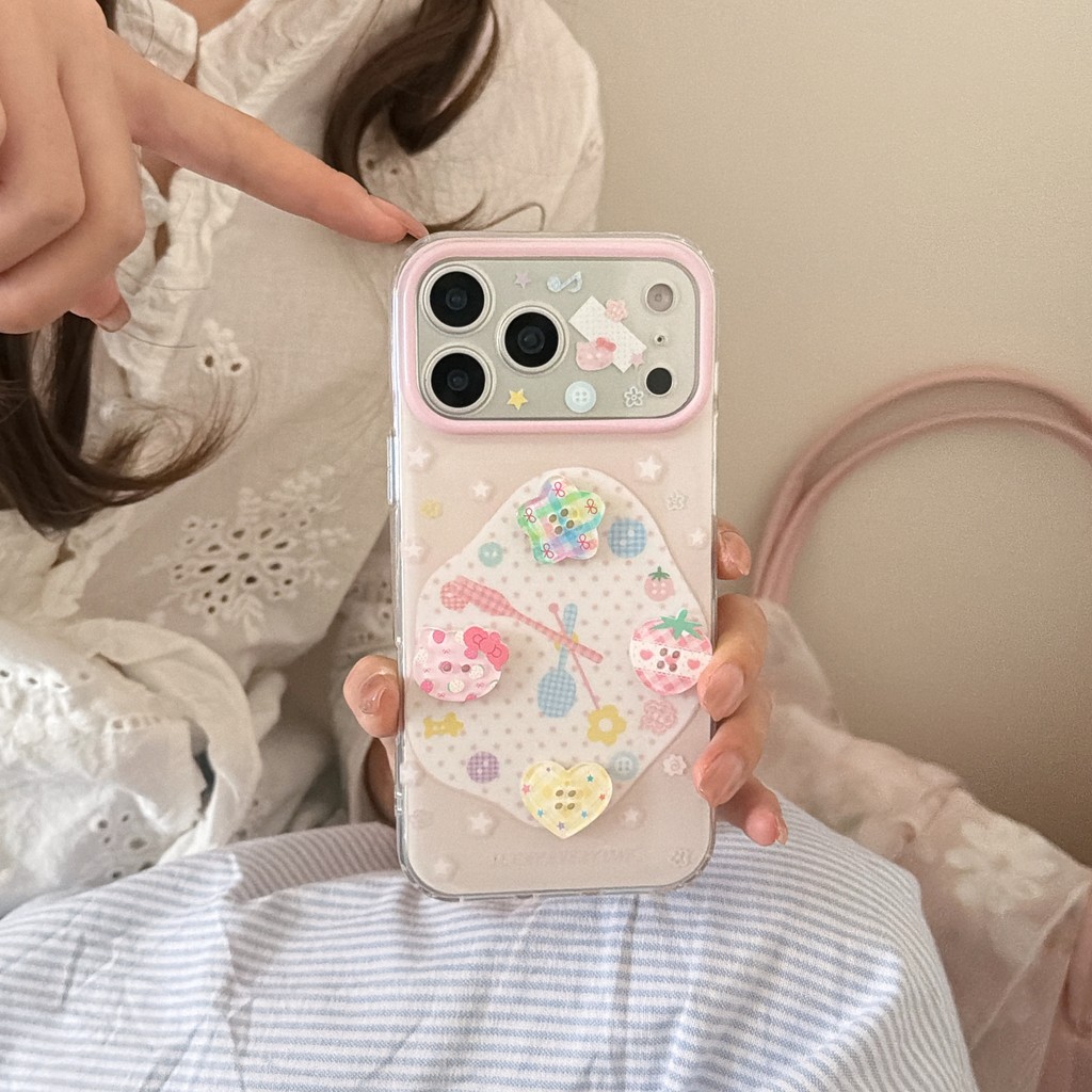 Ốp điện thoại nút 3D cho iPhone 17 Pro Max 17 16 15 14 13 Vỏ điện thoại chống rung