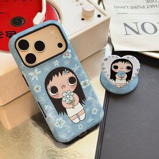 Ốp bảo vệ chân đế hình trái tim họa tiết hoa cho iPhone 11 12promax 13pro15pro 15promax 14 14promax 14pro 16 pro max 16 plus 17 17promax ốp lưng hai trong một