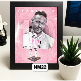 Tranh Poster Để Bàn Cầu Thủ Bóng Đá Neymar tráng gương đóng khung
