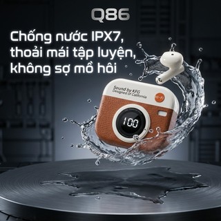 Tai nghe Bluetooth không dây Q86 sở hữu thiết kế cổ điển retro và màn hình LED kỹ thuật số.
