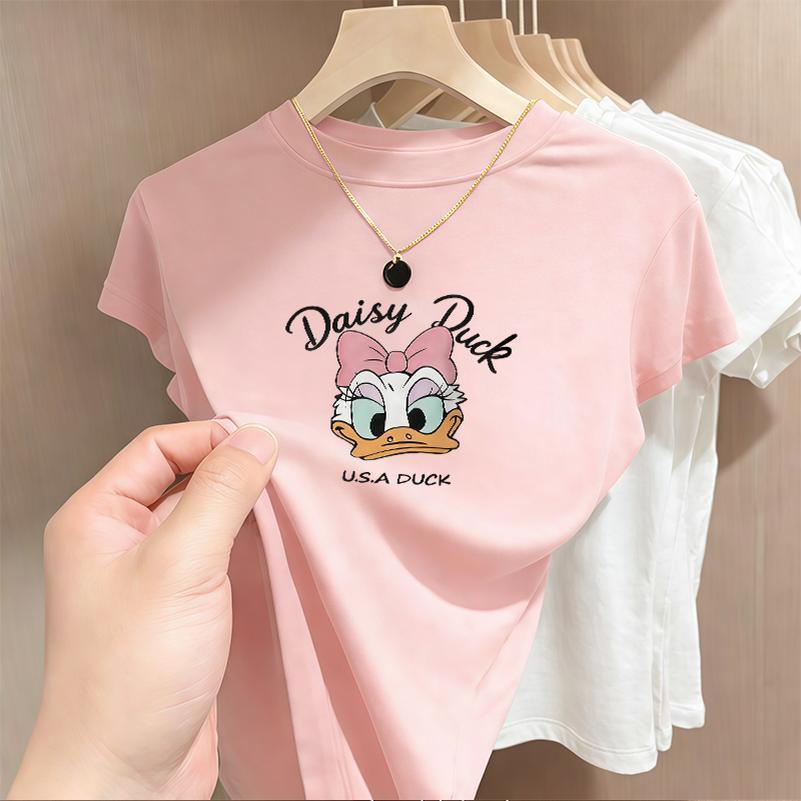 BOOM Áo Baby Tee Nữ Cotton Ôm Body-Áo Thun Ngắn Tay Y2K In Hình PhongCách Mùa Hè, Cổ Tròn Hàng Đầucách hàn quốc phongE33