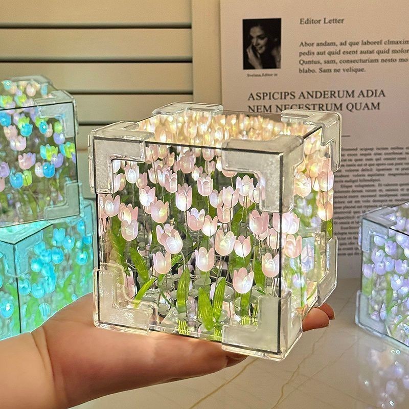 Đèn Ngủ DIY Nhiều Loại – Hoa Tulip Và Rubik Dễ Thương. Tự Tay Lắp Ráp, Trang Trí Bàn Học Hay Phòng Ngủ.