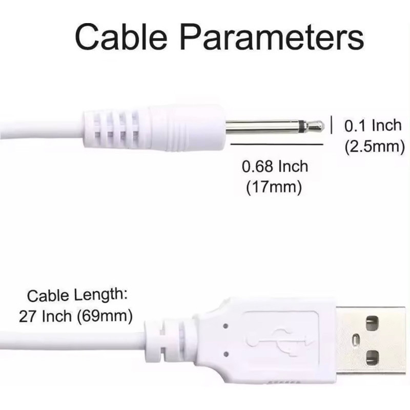 CP19 - Dây cáp sạc USB 2.5mm cho máy rung rửa mặt tẩy da chết cáp