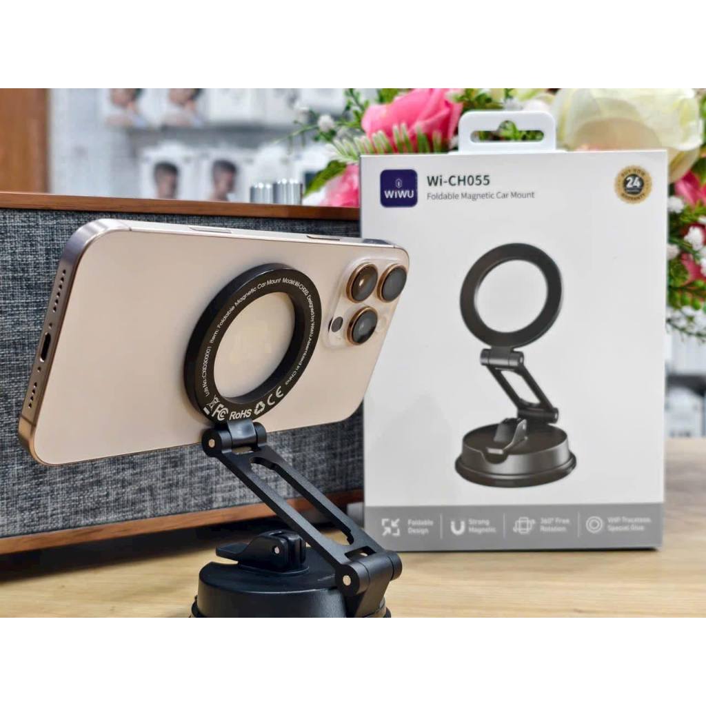 [Chính Hãng] Giá Đỡ Điện Thoại Từ Tính WiWU CH-055 Cho Ô Tô, Bàn Làm Việc - Hợp Kim Nhôm, Xoay 360 Độ, Gập Gọn Tiện Lợi