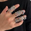 Bộ Nhẫn Gothic Nam 10 Chiếc - Vintage Mạ Bạc - Skull Spider Web Bat Motifs - Kết Cấu Có Thể Xếp Chồng Lên Nhau - Thích Ứng Toàn Cầu