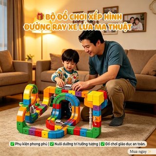 Bộ xây dựng đường ray xe lửa ma thuật Đồ chơi Montessori bằng nhựa ABS Phát triển trí não Trẻ em Đồ chơi sáng tạo
