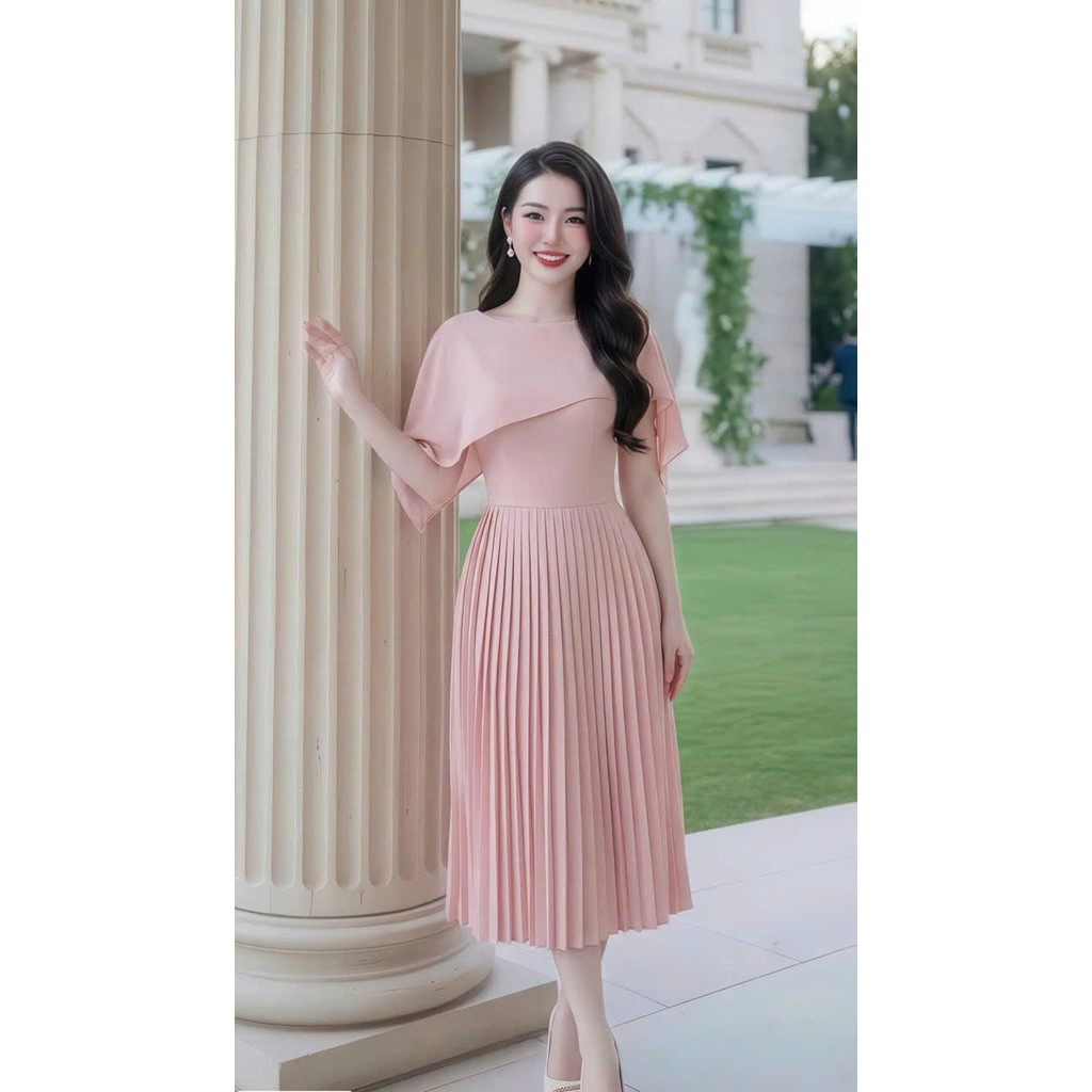 ĐẦM QUÝ BÀ THIẾT KẾ SANG TRỌNG, THANH LỊCH, CHÂN VÁY XẾP LY NHIỀU TẦNG NHẸ NHÀNG PHỐI VOAN VAI (NEW) HIYU 66 STORE