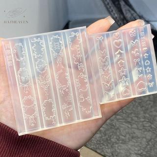 [hatheaven] 3D Silicone Monstera Lá Móng Tay Khắc Khuôn Acrylic Chim Ruy Băng Dập Tấm Móng Tay Stencils UV Gel Ba Lan Thiết Kế DIY Mẫu Móng Tay Quyến Rũ Đẹp
