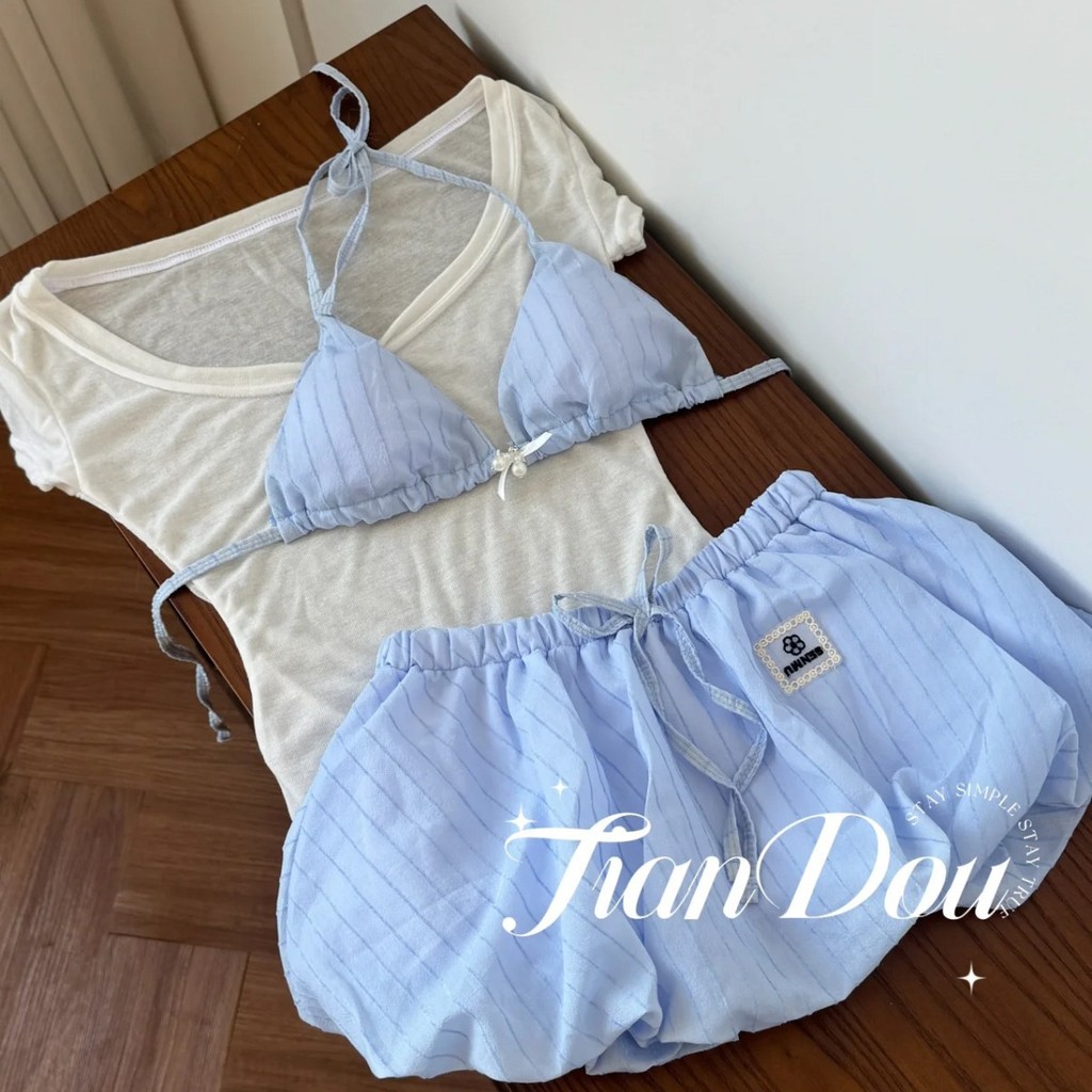 Bikini Ba Mảnh Nhỏ Tươi Phong Cách Kỳ Nghỉ Đồ Bơi Chia Bộ Đồ