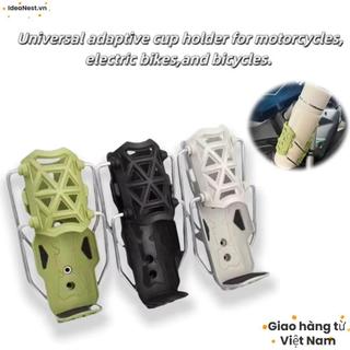 Giá đỡ bình nước IDEANEST - Lồng chai xe đạp xoay 360° với tay cầm màu đen, dùng cho xe đạp & xe máy