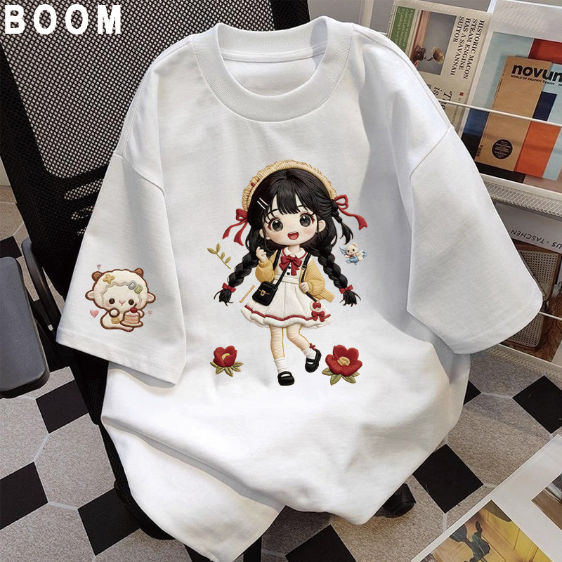 BOOM Áo thun nữ kiểu hàn quốc form rộng tay lỡ cổ tròn cotton mát - hè hot trend in cách dễ thương- Local brand B03