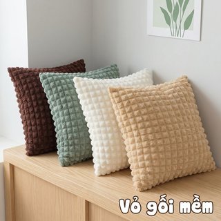 Nhung Đệm Sofa Gối Sọc Vuông Mềm Mại Sang Trọng Chống Trơn Trượt Có Thể Giặt Trang Trí Nhà