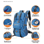🏕️ Ba Lô Leo Núi Ngoài Trời 50L | Nylon Dày Chống Nước & Xước, Ngăn Nhiều Ngăn, Dáng 3D Thoáng Mát, Có Thể Treo Trang Bị, Dành Cho Trekking & Du Lịch — ảnh 2