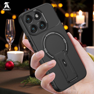 Dành Cho Motorola Moto Edge 60 Pro Ốp điện thoại Cứng Cảm Giác Da Có Chân Đế Ẩn Vỏ Từ Tính Cạnh Mềm Chống Sốc Mỏng Bao