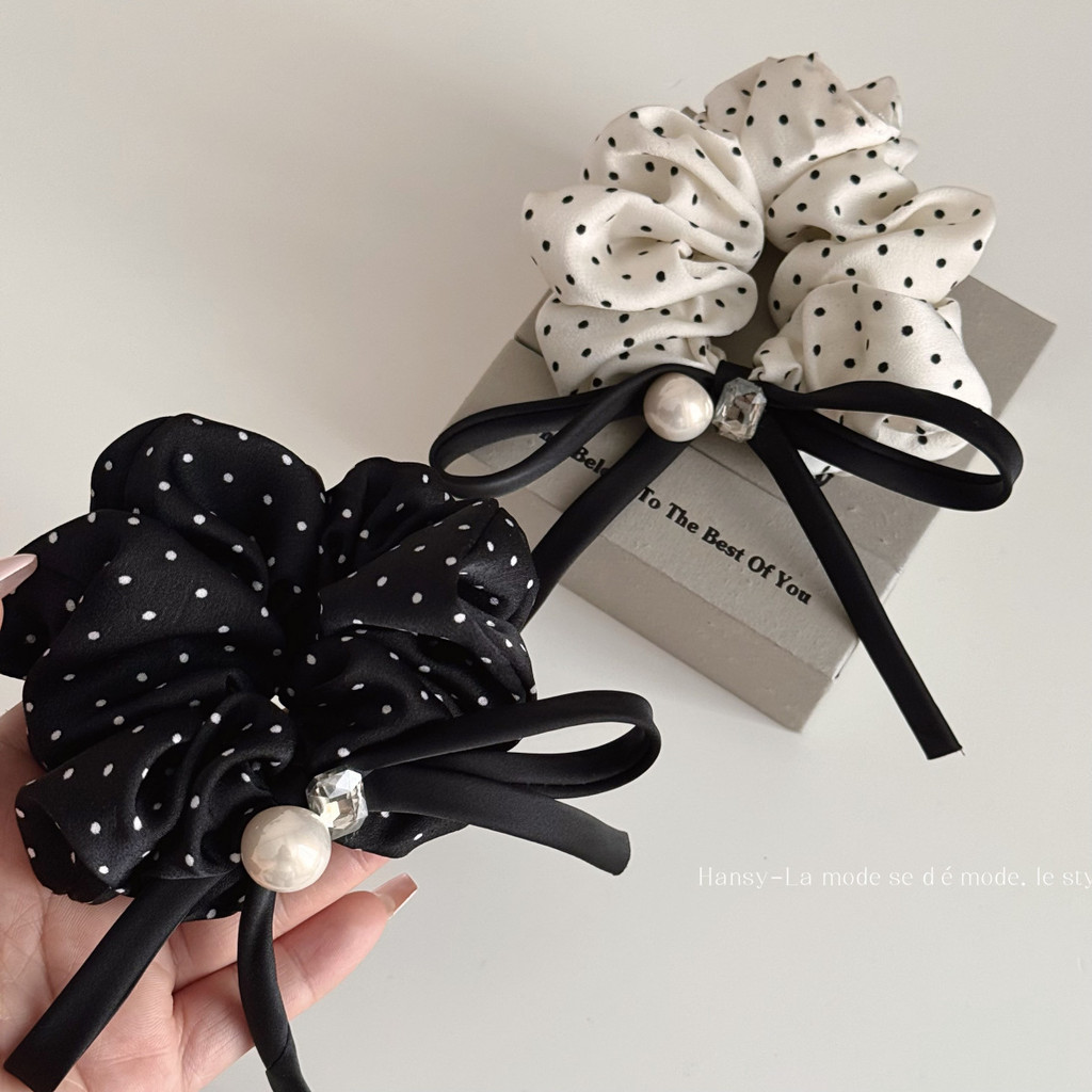 Dây buộc tóc bằng vải Satin Bow Scrunchies Hàn Quốc dành cho nữ