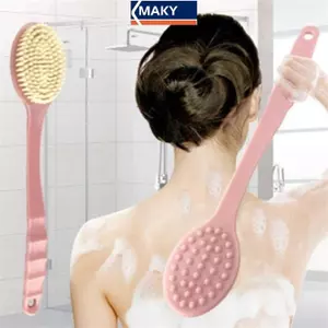 MAKY Soft Body Scrubber Tắm Tẩy tế bào chết Tay cầm dài Bàn chải tắm Tẩy tế bào chết Máy mát xa da Bàn chải làm sạch Phụ kiện phòng tắm VN