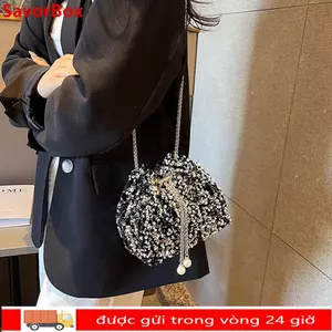 Túi đeo vai sequin dây chuyền SAVORBOX, Túi tiệc dạ hội chuỗi sequin, Túi đeo chéo tua rua quà tặng