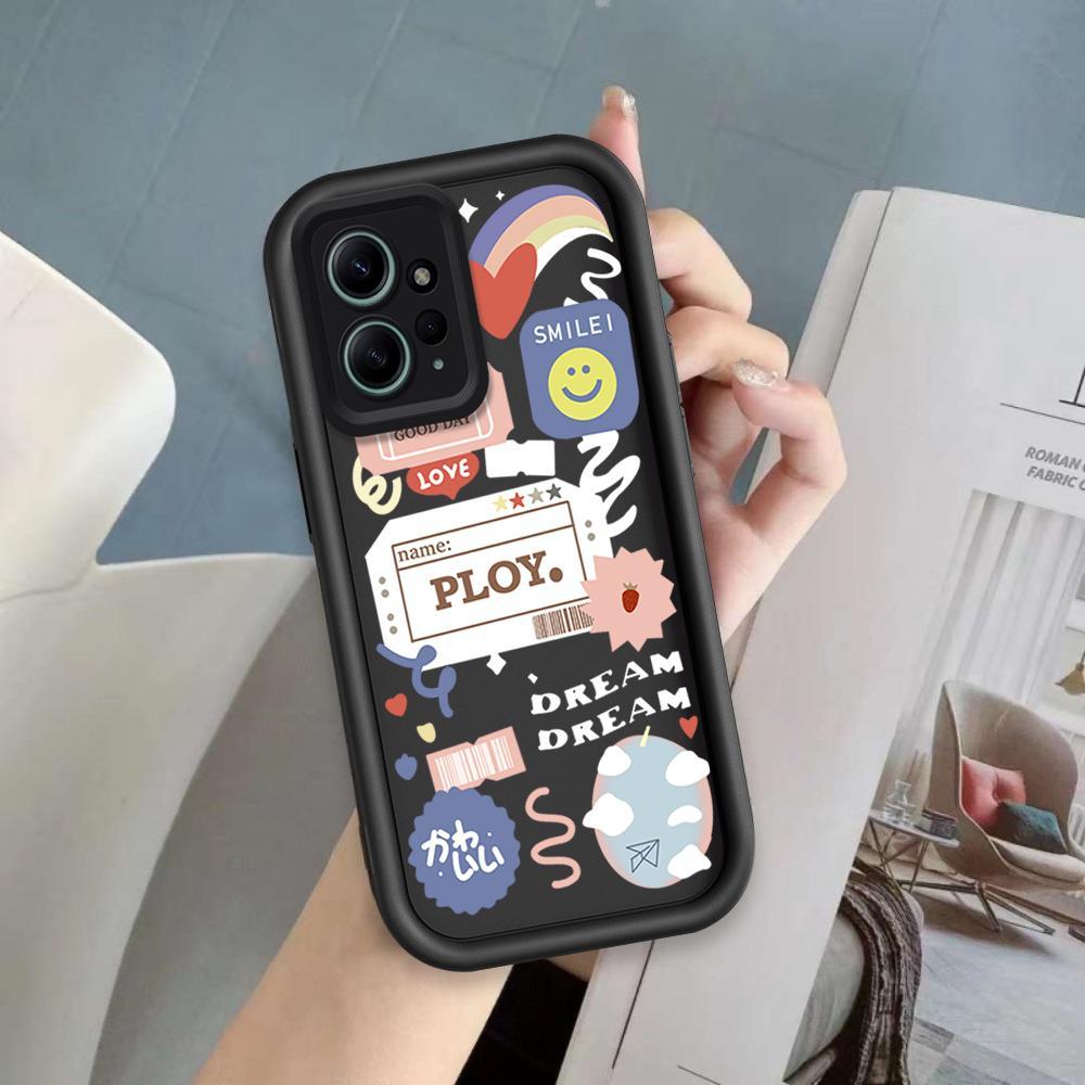 Ốp Lưng Cho Redmi Note 12 4G Hoạt Hình Silicon Cầm Tay Mềm Vỏ Điện Thoại TPU Nhãn Nụ Cười Hoa Thiên Thần Mắt Mặt Sau Chống Sốc