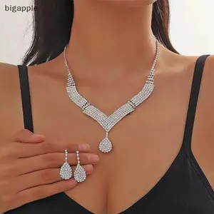 Bigapple 2 Bộ Trang Sức Cô Dâu Kim Cương Giả: Ren & Bông Tai Cho Nữ RDG