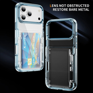 Giá đỡ điện thoại, giá đỡ thẻ, ốp điện thoại trong suốt, tương thích với iPhone 17 Pro Max, 17, 16, 15, 14, 13, 12, 11, XR, vỏ bảo vệ đơn giản, chống sốc, có nút kim loại, bảo vệ