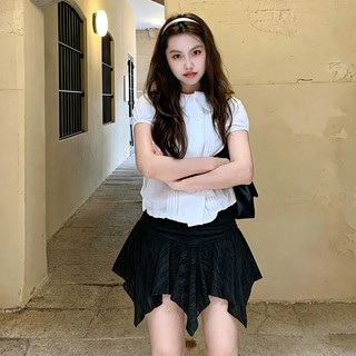 Nova-Chân váy nữ cạp cao ren cổ điển, vạt bất đối xứng, kiểu dáng thời trang, đa năng.