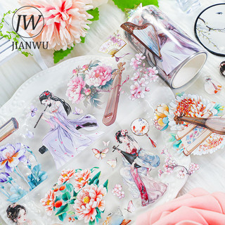 JIANWU 60mm * 200cm Vintage Nhân Vật Hoa Phong Cảnh Chất Liệu Cắt Băng Thêu Sò PET Sáng Tạo DIY Tạp Chí Văn Phòng Phẩm