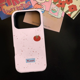 Ốp bảo vệ họa tiết cà chua chấm bi màu hồng cho iPhone 11 12promax 13pro15pro 15promax 14 14promax 14pro 16 pro max 16 plus 17 17promax