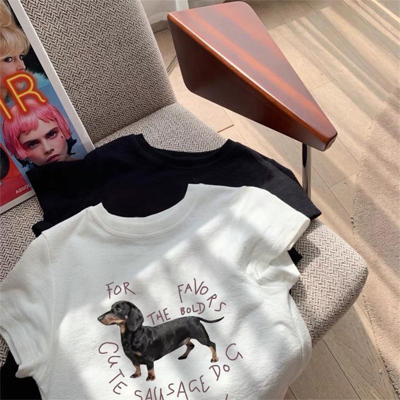 BOOM Áo Baby Tee Nữ Cotton Ôm Body-Áo Thun Ngắn Tay Y2K In Hình PhongCách Mùa Hè, Cổ Tròn Hàng Đầucách hàn quốc phongV20