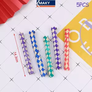 MAKY 5 Chiếc Sáng Tạo DIY Ngón Tay Bẫy Cổ Điển Tự Nhiên Trung Quốc Tre Ngón Tay Bẫy Thay Thế Popits Ống Đồ Chơi VN