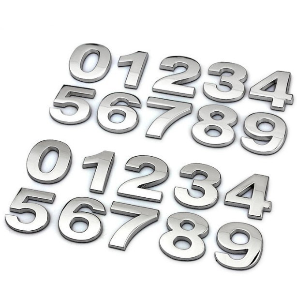 (Hàng cao cấp) Decal Số Nổi 3D/Tem Chữ Bằng Kim loại Cao Cấp Mạ Crom Kích Thước Cao 2,6 cm Dán Trang Trí Ô Tô Cobak Auto