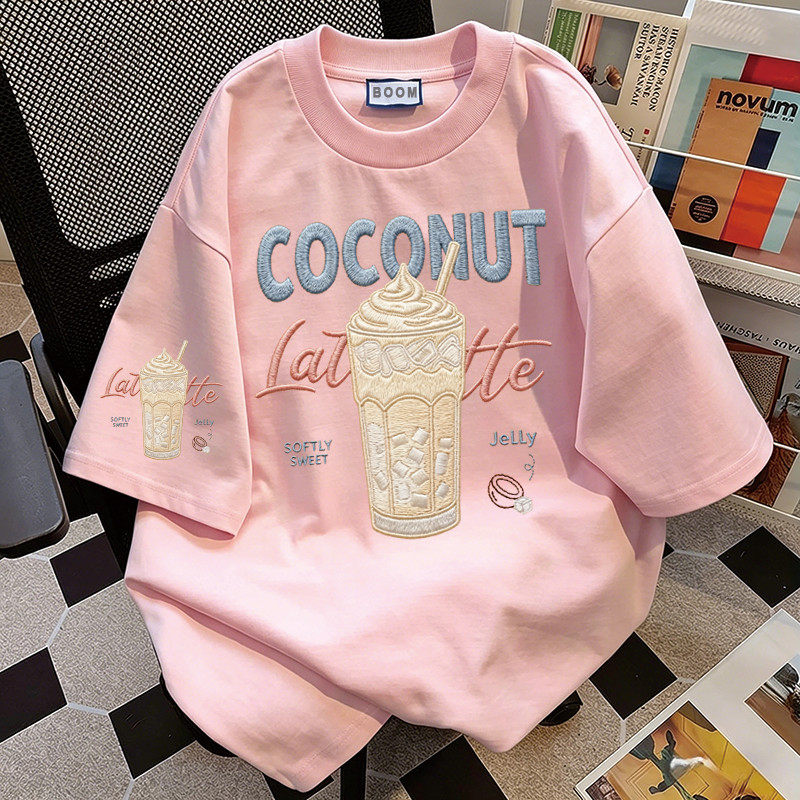 BOOM Áo thun nữ kiểu hàn quốc form rộng tay lỡ cổ tròn cotton Mát-Hè hot trend in cách dễ thương Áo phông form vừaV25