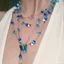 Bướm Xanh Mát Đính Hạt Nhiều Lớp Tua Rua Xếp Chồng Vòng Cổ Nữ Niche Cao Cấp choker Sang Trọng Xương Đòn Dây Chuyền
