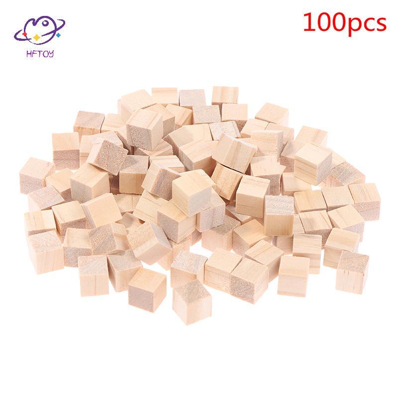 HFTOY 100 Chiếc Chưa Hoàn Thành nk Mini DIY Gỗ Vuông Khối Chắc Chắn Cho Đồ Gỗ Thủ Công ~