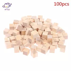 HFTOY 100 Chiếc Chưa Hoàn Thành nk Mini DIY Gỗ Vuông Khối Chắc Chắn Cho Đồ Gỗ Thủ Công ~