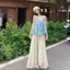Bộ đồ đẹp độc đáo mùa hè bên bờ biển Phong cách kỳ nghỉ Áo sơ mi đeo chéo Áo sơ mi ống rộng Quần thường ngày dành cho nữ Bộ đồ hai mảnh thời trang